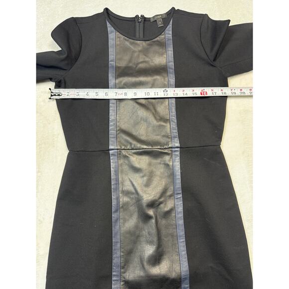 J Crew Leather Panel Dress Bodycon Stretch Zip Cuffs In Black Womens Size 8 - Picture 8 of 12